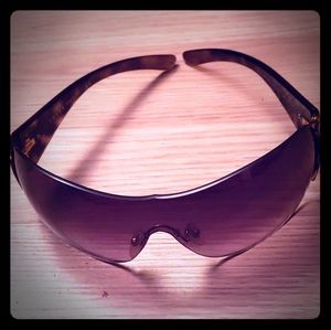 Prada Tortoise Rimless Shield Sunglasses